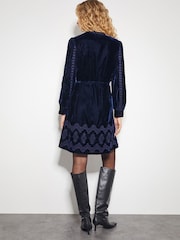 Monsoon Blue Ivy Embroidered Velvet Mini Dress - Image 3 of 3