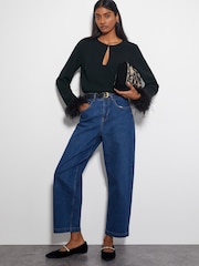 Monsoon Black Tiggy Long Sleeve Feather Top - Image 2 of 3