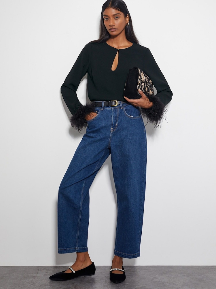 Monsoon Black Tiggy Long Sleeve Feather Top - Image 2 of 3
