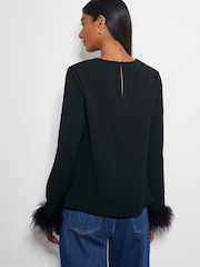 Monsoon Black Tiggy Long Sleeve Feather Top - Image 3 of 3