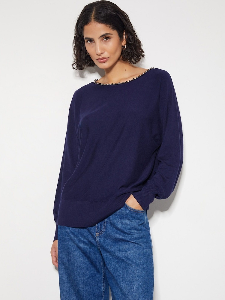 Monsoon Blue Bliss Bead Neck Jumper - Image 1 of 3