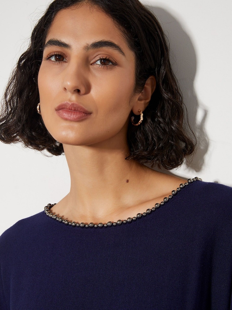Monsoon Blue Bliss Bead Neck Jumper - Image 2 of 3
