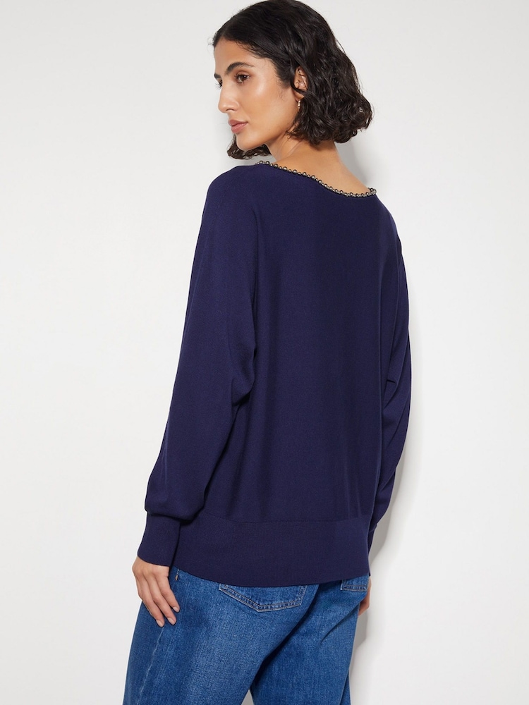 Monsoon Blue Bliss Bead Neck Jumper - Image 3 of 3