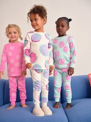 Pink/Green Smile Snuggle Pyjamas 3 pack (9mths-12yrs) - Image 2 of 11