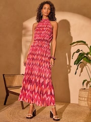 Love & Roses Red Mesh Midaxi Halterneck Dress - Image 1 of 4
