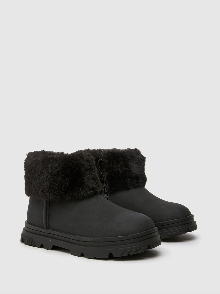 Schuh Cherry Faux Fur Cuff Black Boots - Image 4 of 4