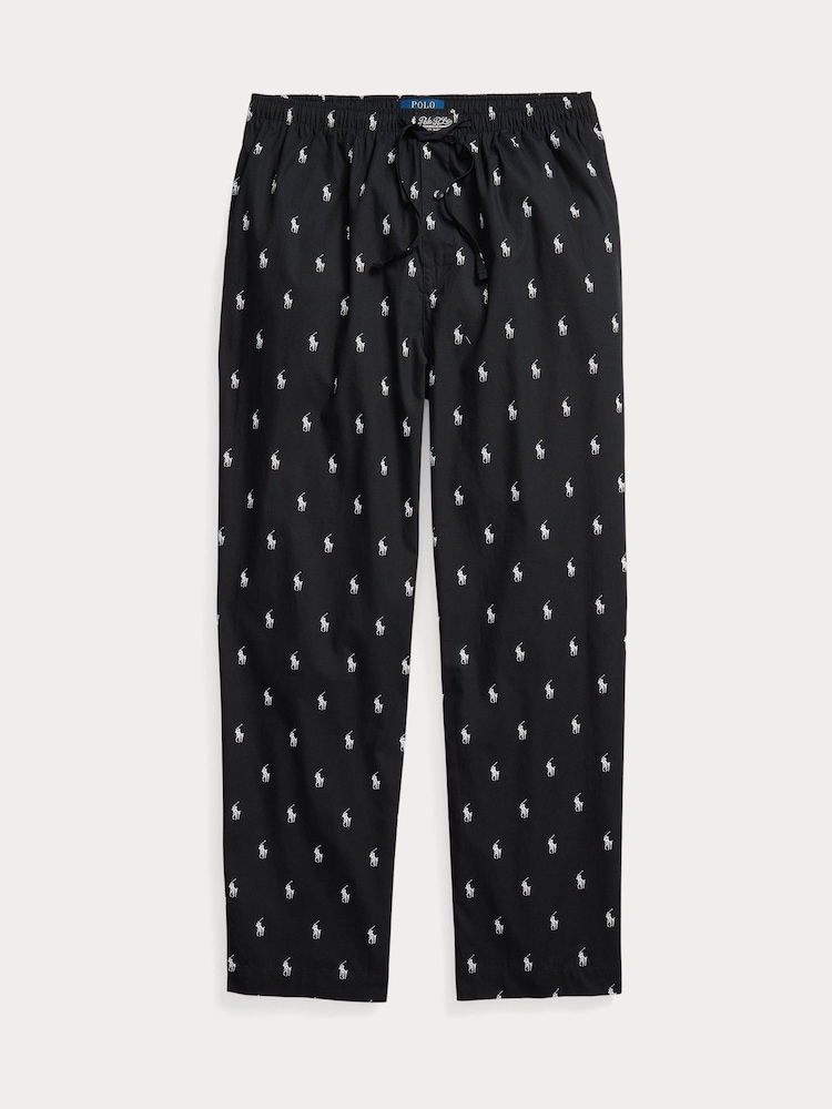 Polo Ralph Lauren Black Signature Pony Cotton Pyjama Bottoms - Image 1 of 1 Polo Ralph Lauren Black Signature Pony Cotton Pyjama Bottoms - Image 1 of 1