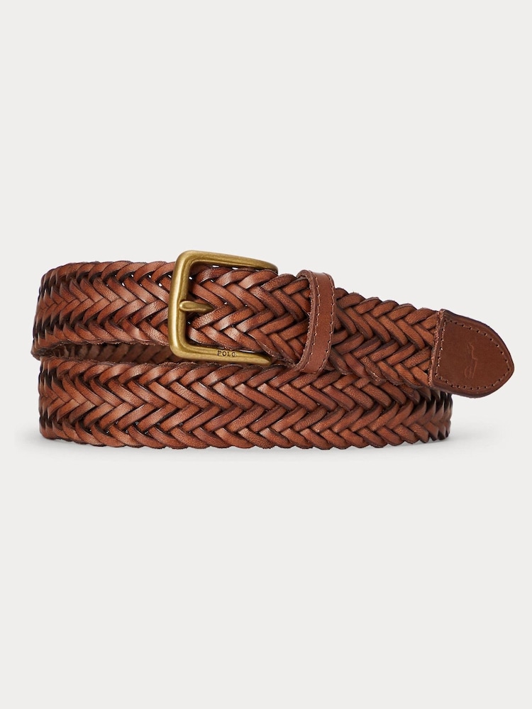 Polo Ralph Lauren Brown Braided Leather Belt - Image 1 of 2