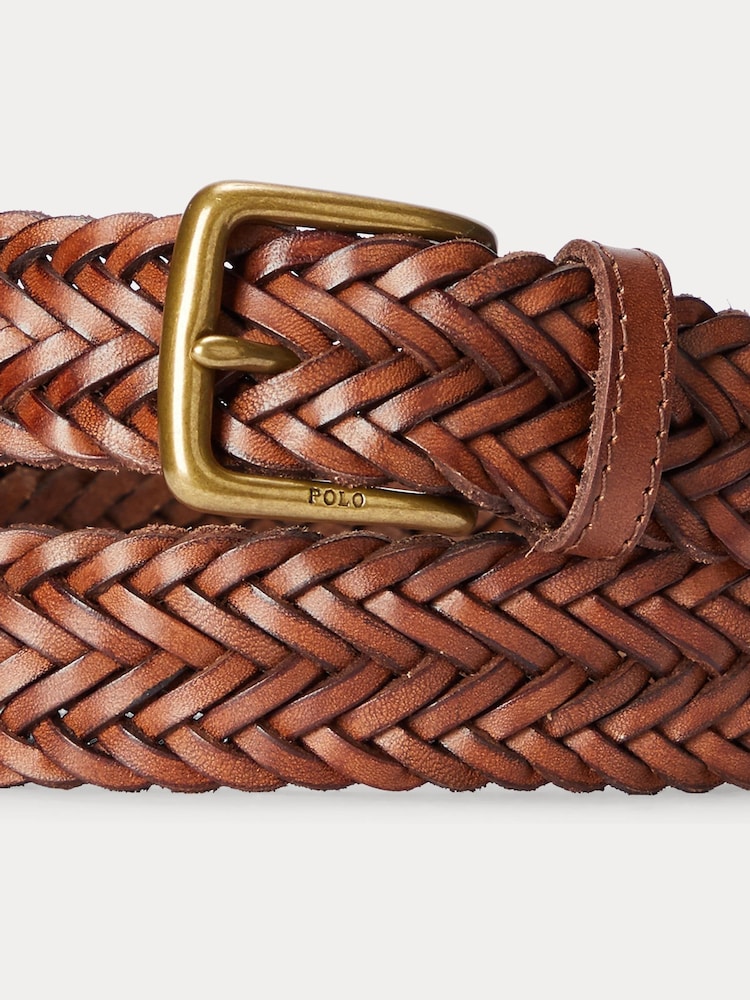 Polo Ralph Lauren Brown Braided Leather Belt - Image 2 of 2