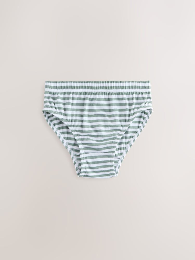 Green/Ecru Stripe 100% Cotton Printed Briefs 5 Pack (1.5-10yrs) - Image 2 of 9