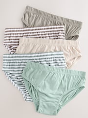 Green/Ecru Stripe 100% Cotton Printed Briefs 5 Pack (1.5-10yrs) - Image 9 of 9