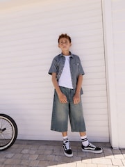 Blue Tint Extra Long Jort 100% Cotton Denim Shorts (3-16yrs) - Image 2 of 11