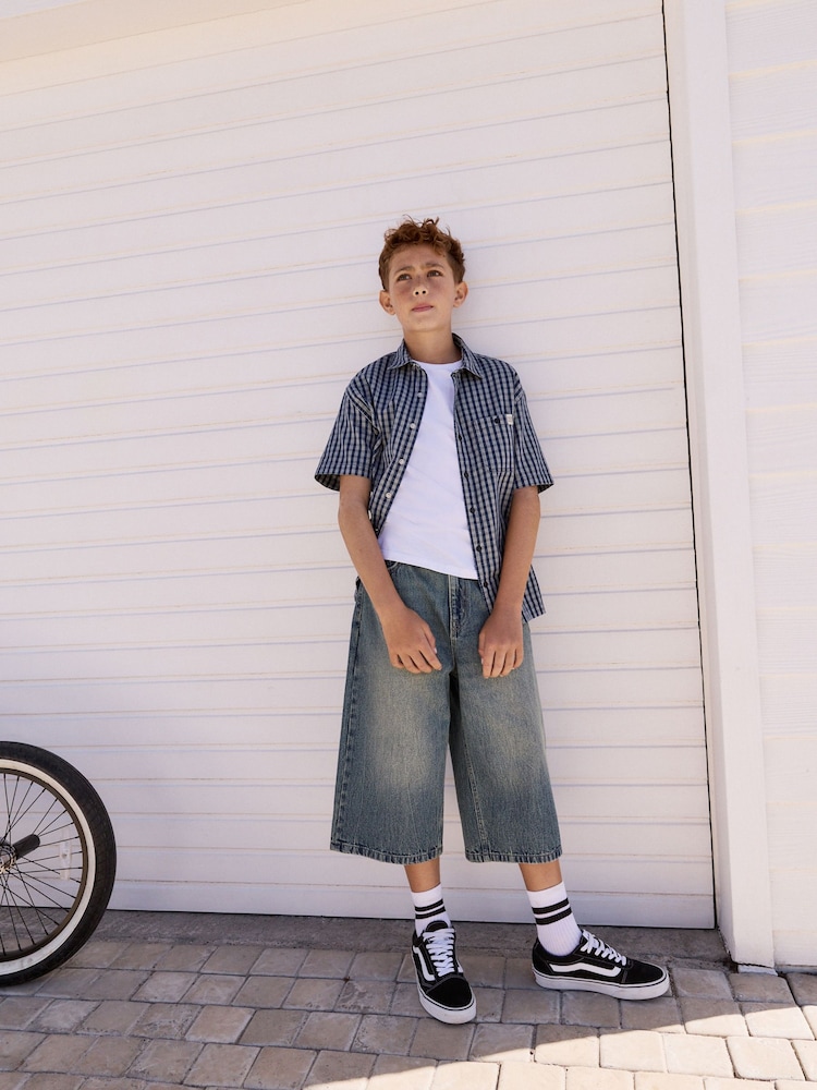 Blue Tint Extra Long Jort 100% Cotton Denim Shorts (3-16yrs) - Image 2 of 11