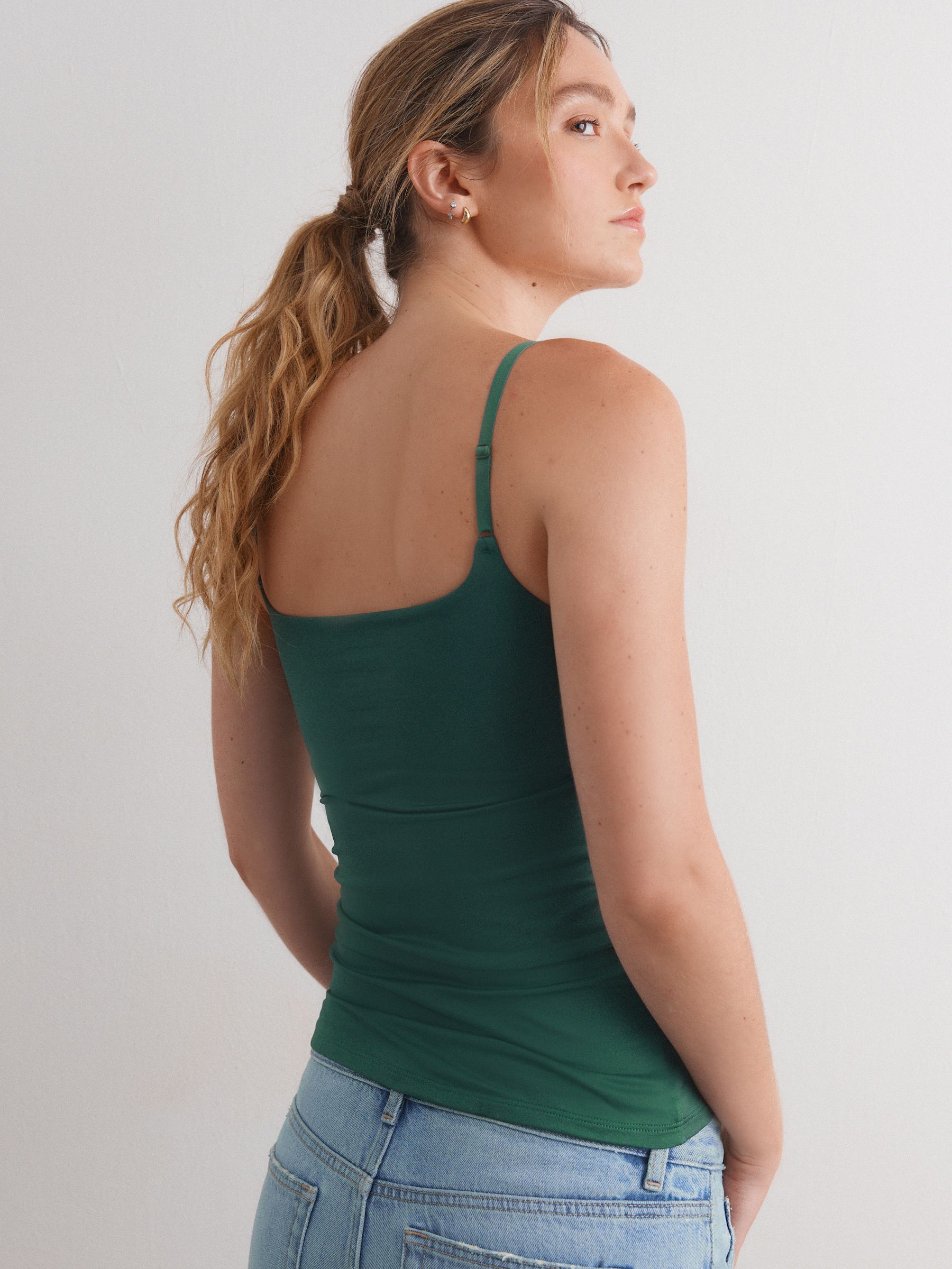 Buy Forest Green Hidden Support Microfibre Cami Top from Next USA