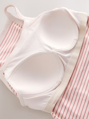 Pink Stripe Cotton Rib Hidden Support High Neck Vest - Image 8 of 8
