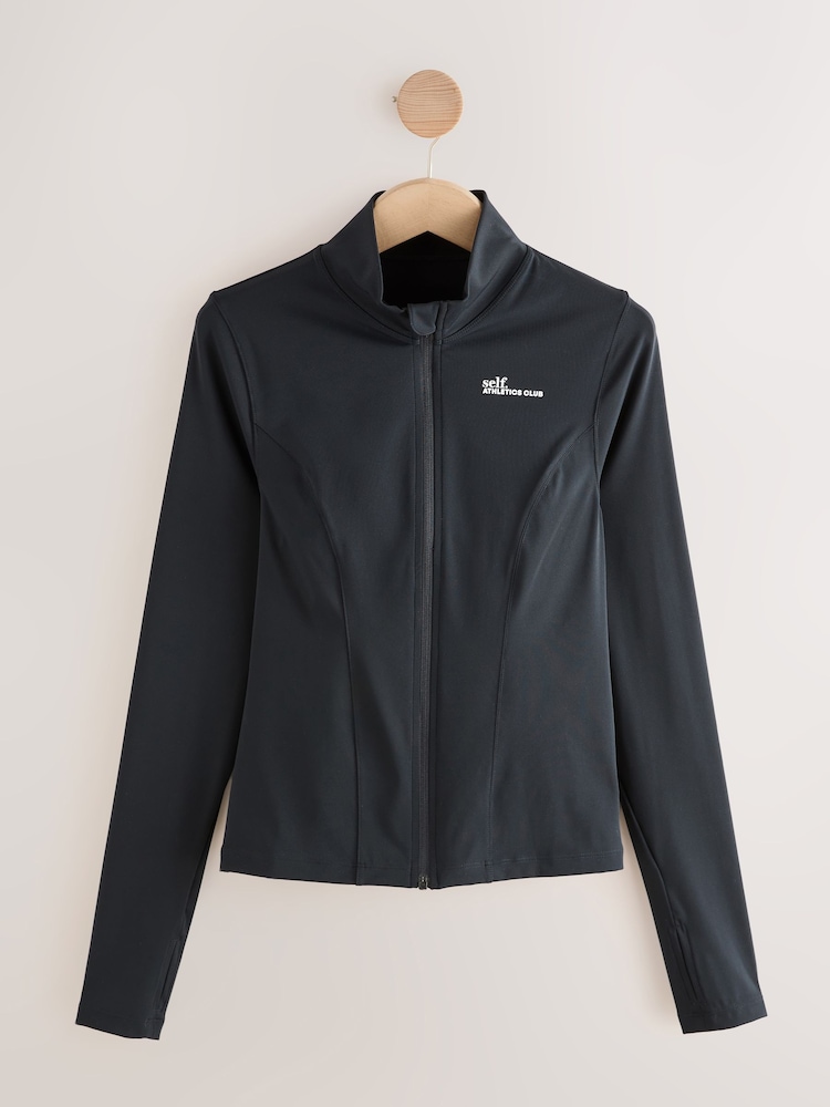 self. Black Sculpting Zip Through Jacket - Image 1 of 3
