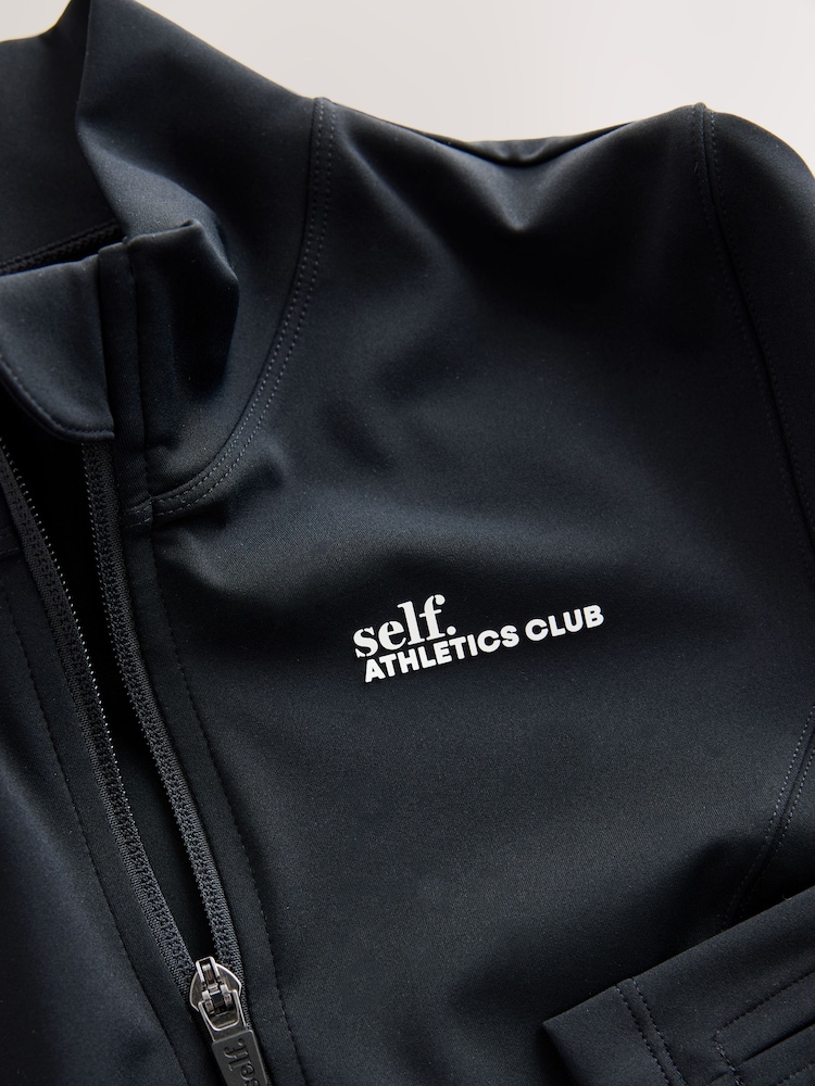 self. Black Sculpting Zip Through Jacket - Image 2 of 3