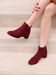 Linzi Red Manor Low Block Heeled Ankle Boots - Image 1 of 5