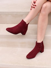 Linzi Red Manor Low Block Heeled Ankle Boots - Image 2 of 5