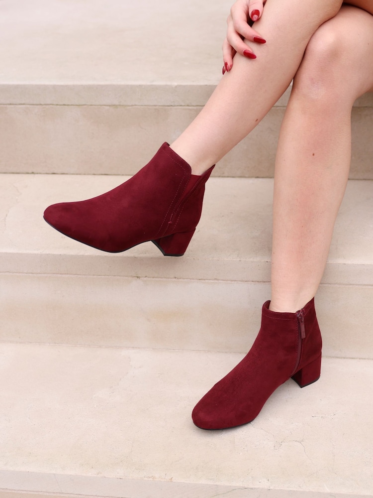 Linzi Red Manor Low Block Heeled Ankle Boots - Image 2 of 5