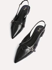 Linzi Black Prague Pointed Toe Ballet Flats With Buckle Detail - Image 4 of 5