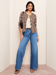 Friends Like These Brown Gold Button Tailored Jacquard Blazer - Image 3 of 5