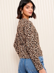 Friends Like These Brown Gold Button Tailored Jacquard Blazer - Image 5 of 5