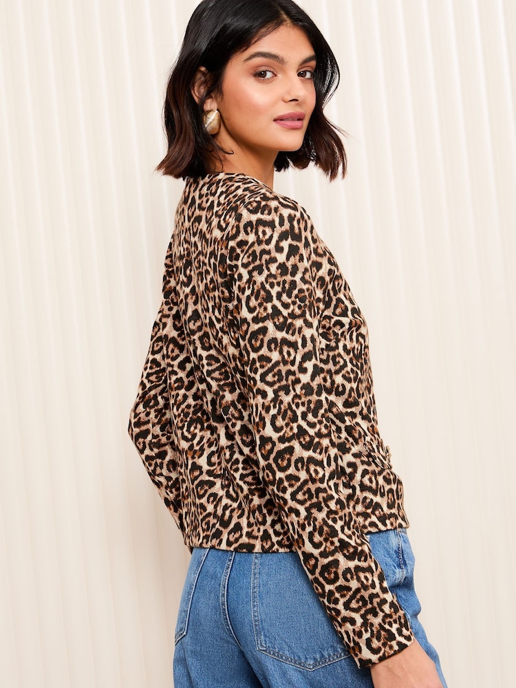 Friends Like These Brown Gold Button Tailored Jacquard Blazer - Image 5 of 5