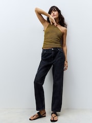 Black Straight Leg 100% Cotton Jeans - Image 1 of 8