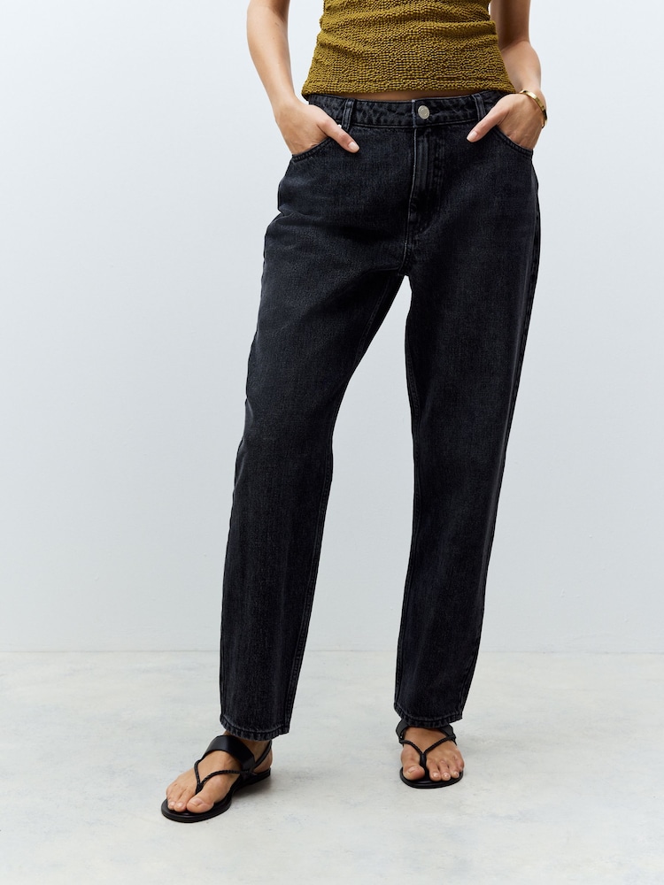 Black Straight Leg 100% Cotton Jeans - Image 2 of 8