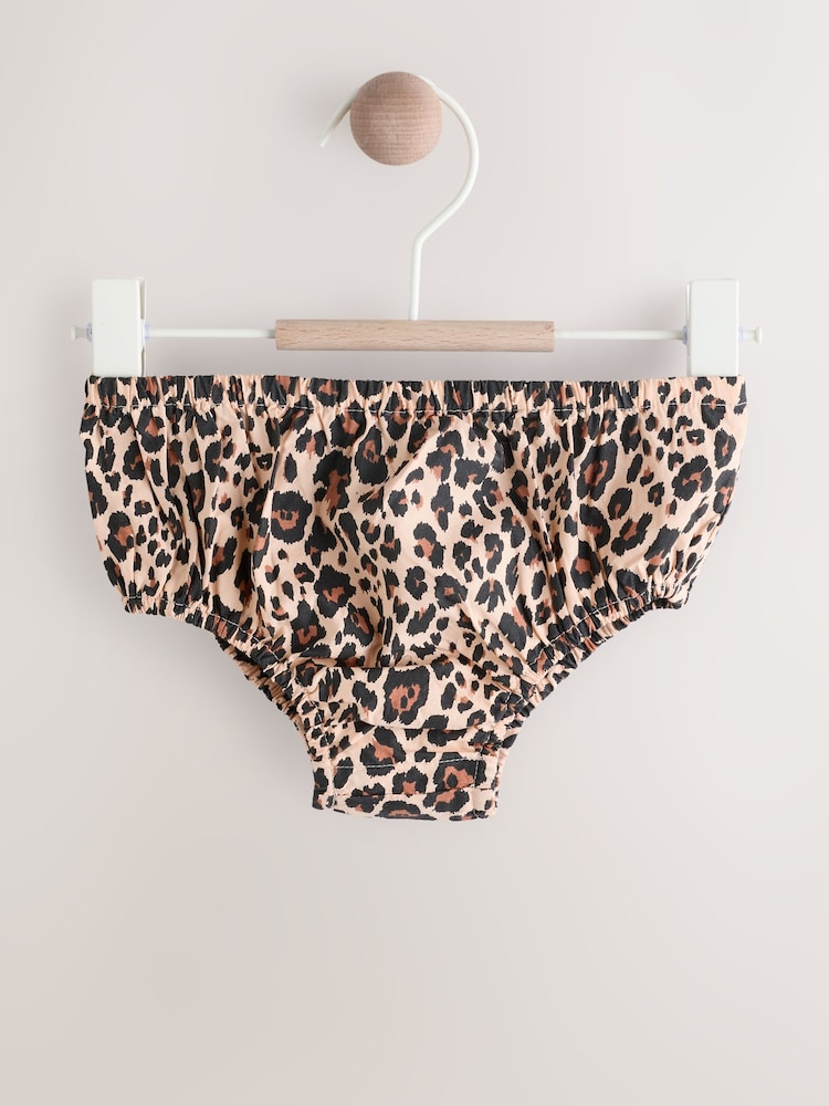 Tan Brown Leopard Print Baby Woven Dress and Bloomer Knickers Set (0mths-2yrs) - Image 3 of 8