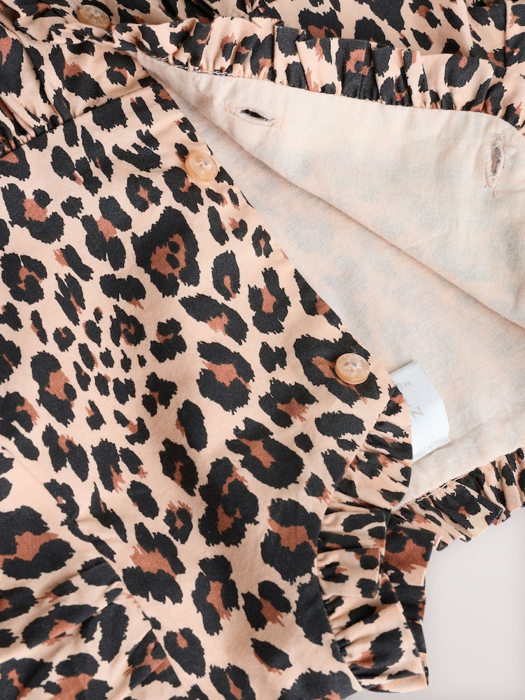 Tan Brown Leopard Print Baby Woven Dress and Bloomer Knickers Set (0mths-2yrs) - Image 6 of 8