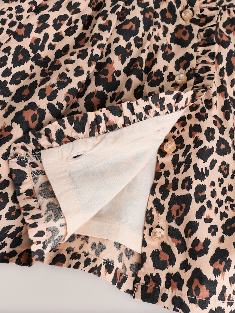 Tan Brown Leopard Print Baby Woven Dress and Bloomer Knickers Set (0mths-2yrs) - Image 7 of 8