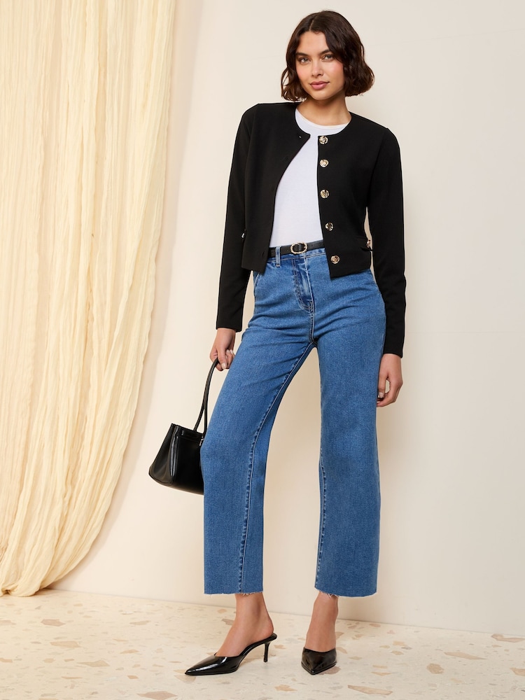 Noir - Friends Like These ou boutonné en jacquard habillé Blazer - Image 3 of 4
