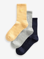 Bleu/Jaune - Self. Chaussettes de cheville Cushion Sole Lounge 3 Pack - Image 1 de 6
