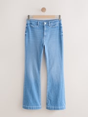 Mittelblau - Double Button Flared Jeans - Bild 1 von 3