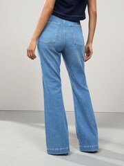 Mid Blue Double Button Flared Jeans - Image 4 of 8