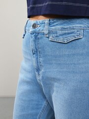 Mid Blue Double Button Flared Jeans - Image 5 of 8