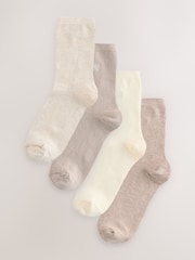 Neutral Waffle Embroidered Motif Heart Ankle Socks 4 Pack - Image 1 of 5