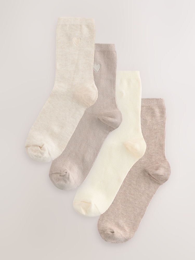 Nevtralno - z vafljasto strukturo Embroidered Motif srce; srčast Gležnje nogavice 4 Pak - Slika 1 iz 5 Nevtralno - z vafljasto strukturo Embroidered Motif srce; srčast Gležnje nogavice 4 Pak - Slika 1 iz 5