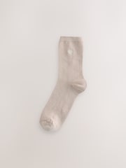 Neutral Waffle Embroidered Motif Heart Ankle Socks 4 Pack - Image 3 of 5