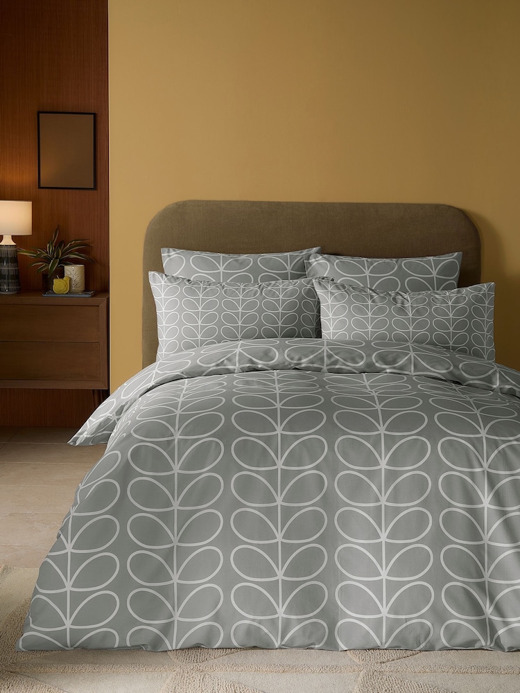 Orla Kiely Silver Linear Stem Duvet Cover and Pillowcase Set - Image 1 of 2