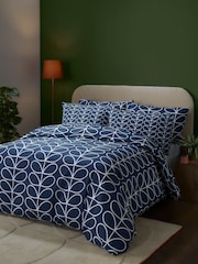Orla Kiely Blue Linear Stem Duvet Cover and Pillowcase Set - Image 1 of 3