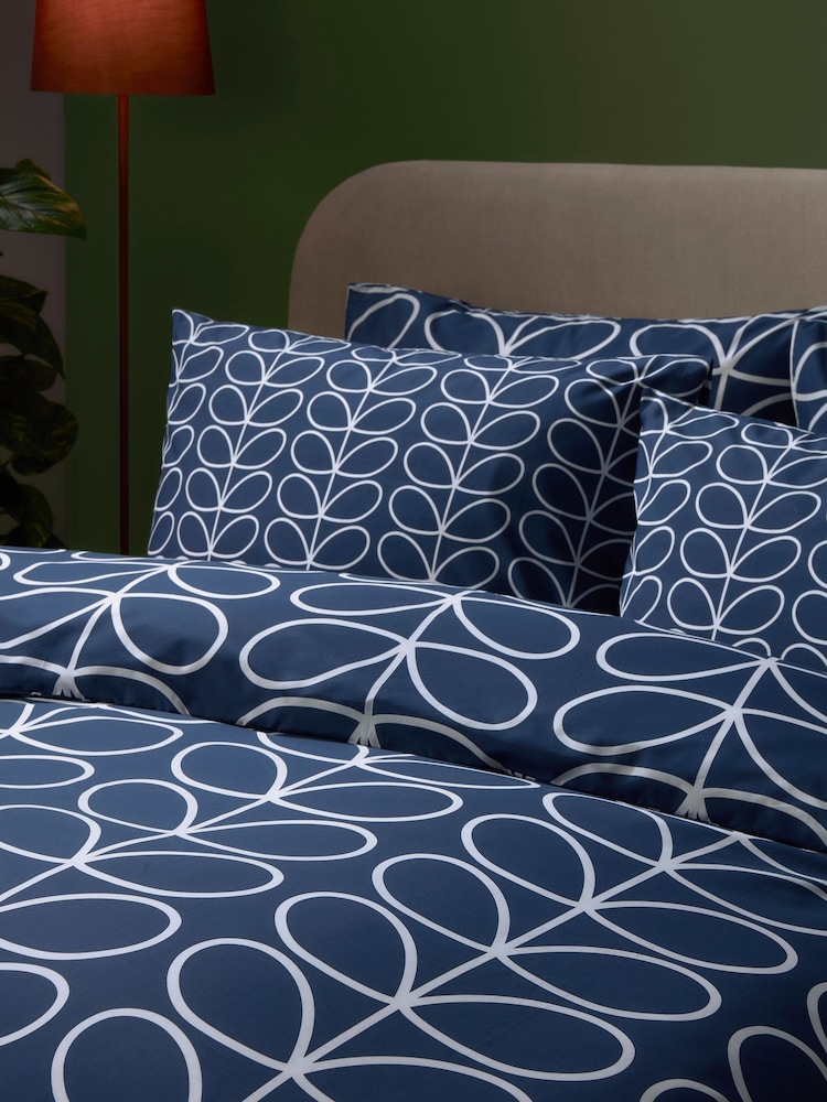 Orla Kiely Blue Linear Stem Duvet Cover and Pillowcase Set - Image 3 of 3