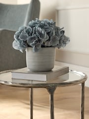 Blue Artificial Hydrangea In Rustic Pot - Image 1 of 3