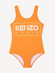 Costum de baie KENZO KIDS portocaliu cu logo dreptunghiular - Imaginea 1 din 2