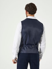 Skopes Blue Single Breasted Hewes Navy Blue Check Suit Waistcoat - Image 2 of 4