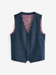 Skopes Blue Single Breasted Hewes Navy Blue Check Suit Waistcoat - Image 3 of 4