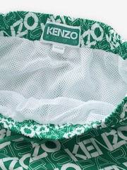 KENZO KIDS Green All Over Logo Swimming Shorts - Imagen 4 de 5