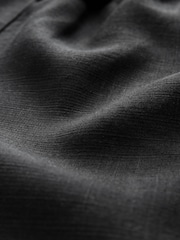 Black Elasticated Tie Waist Shorts with Linen - Image 2 of 3